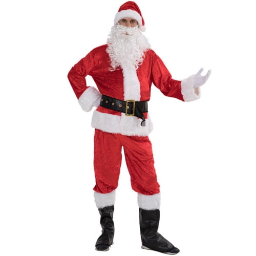 Santa Claus Costume for Adult with Beard and Hat